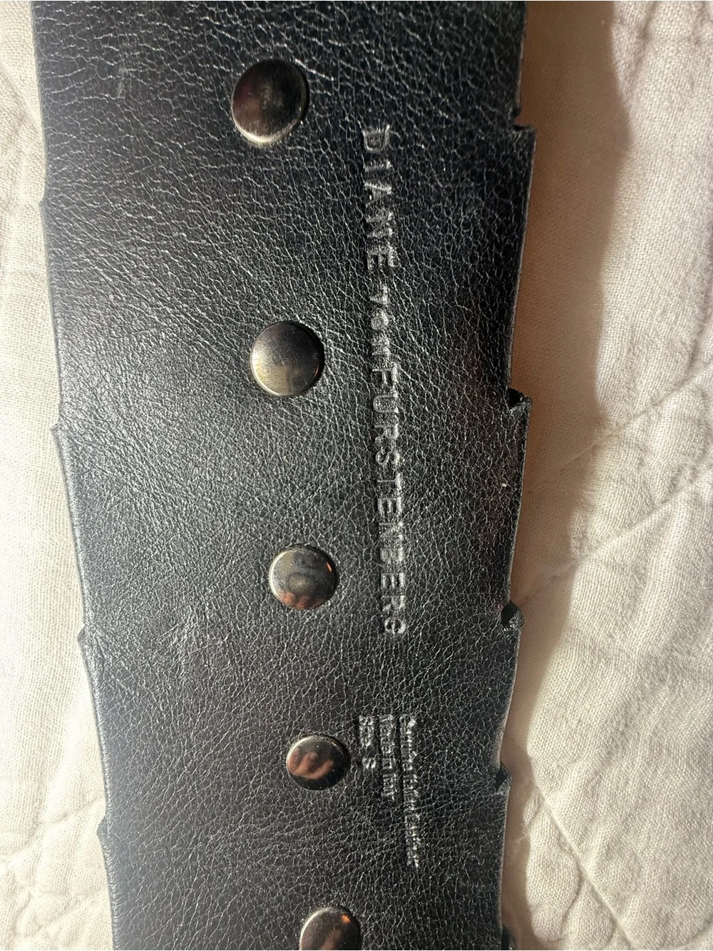Diane Von Furstenberg Black Layered Stud Leather Small Belt